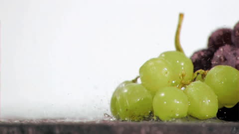 Juicy Grapes Soaked in Water Slow Motion
