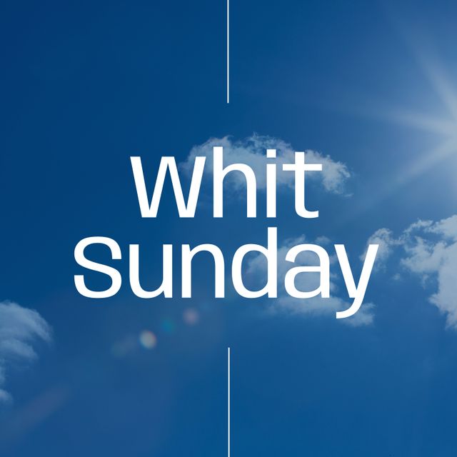 Whit Sunday Text Over Blue Sky and Clouds Background - Download Free Stock Templates Pikwizard.com