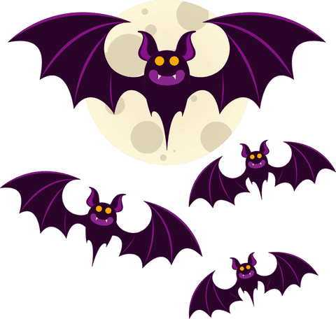 halloween purple bats across full moon on transparent background - Download Free Stock Videos Pikwizard.com