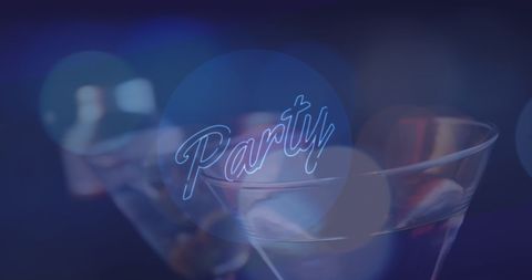 Party Text with Cocktails in a Blue Celebration Background