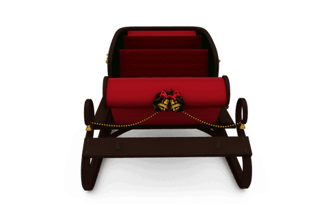 Traditional red christmas sledge with bells transparent