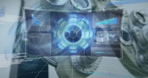 Futuristic Interface Projecting Business Data and Analytics