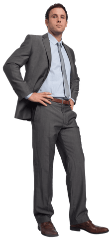 Confident Businessman Posing With Hands on Hips Transparent Background