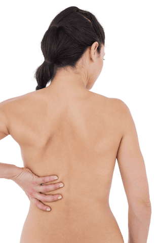 Transparent Overlay of Woman with Back Pain