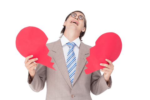 geeky businessman holding transparent broken heart card upset - Download Free Stock Videos Pikwizard.com