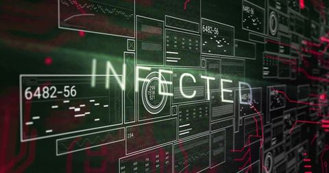 Holographic Interface Shows Cybersecurity INFECTED Alert with Network Traces