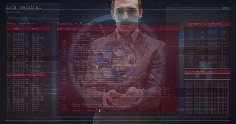 Businessman Viewing Digital Data Interface with Globally Networked Hologram - Download Free Stock Images Pikwizard.com