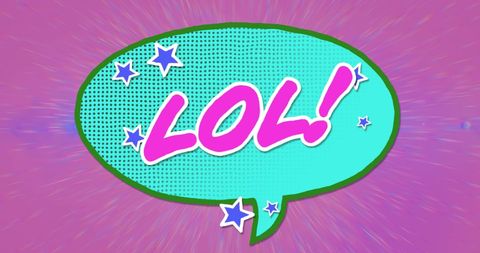 Retro lol speech bubble on vibrant pink background