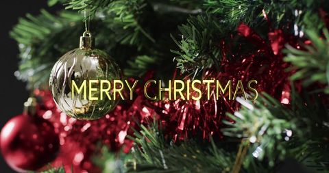 Festive Christmas Tree Decoration with Holiday Greeting - Download Free Stock Images Pikwizard.com