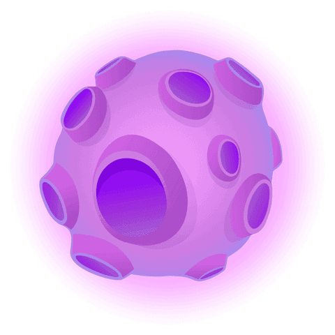 Abstract 3d sphere with tunnel openings on transparent background