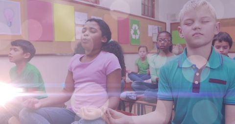 Diverse Kids Meditating in Classroom for Healthy Lifestyle - Download Free Stock Images Pikwizard.com