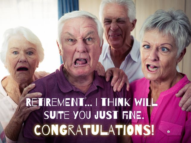 Group of Seniors Celebrating Retirement with Funny Faces - Download Free Stock Templates Pikwizard.com