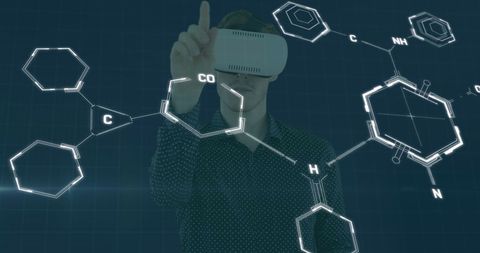 Man Using VR Headset Exploring Virtual Chemical Structures - Download Free Stock Images Pikwizard.com