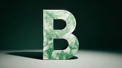 Artistic Marble Letter B Illuminated by Spotlight Casting Shadow