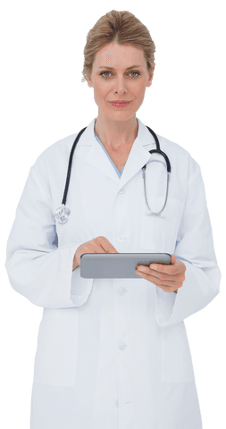 transparent medical professional with tablet in lab coat - Download Free Stock Videos Pikwizard.com