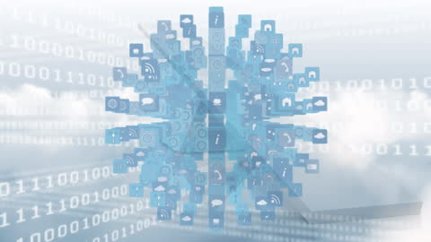 Digital Cloud Computing with Media Icons Illustration