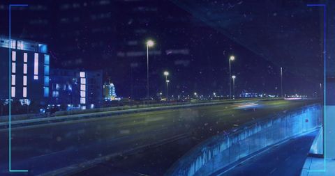 Futuristic Digital Overlay on City Nightscape