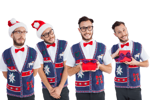 Transparent Multitude of Holiday Attire with Festive Gesture