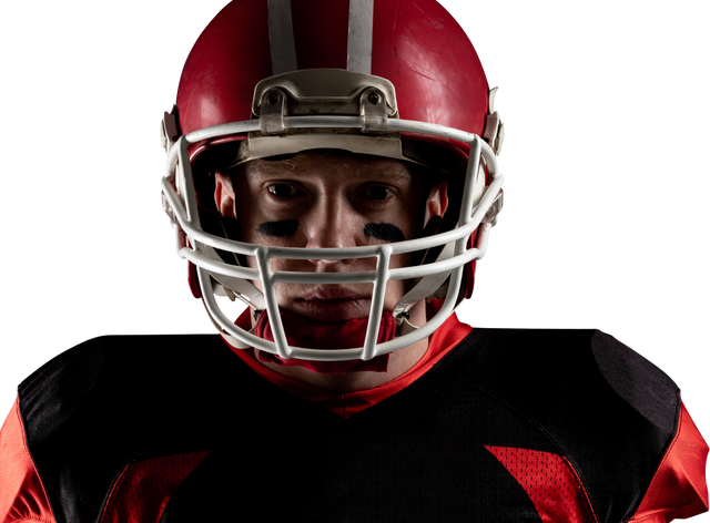 Strong American Football Player Wearing Helmet Isolated on Transparent Background - Download Free Stock Videos Pikwizard.com