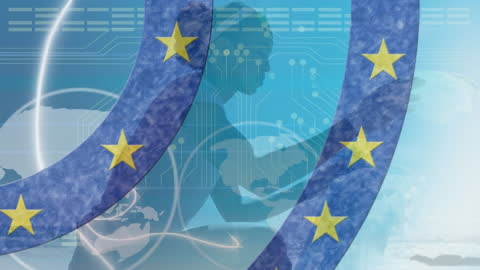 Digital eu Flag Overlay with Beach Cleanup and Global Themes