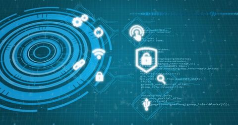 Digital Security Icons on Futuristic Data Interface - Download Free Stock Images Pikwizard.com