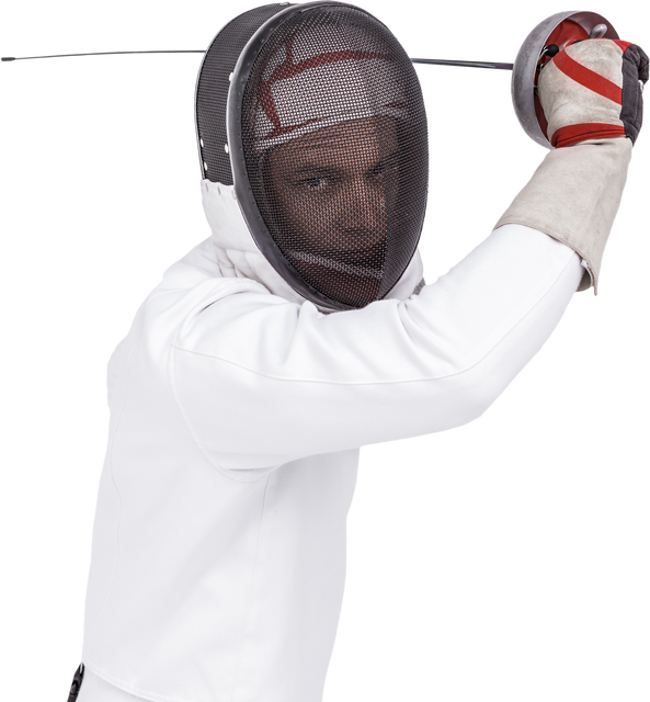 Transparent Background of Athlete in Fencing Suit Yielding Sword - Download Free Stock Videos Pikwizard.com