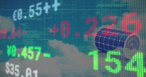 Financial Data Processing with Solar Energy Concept Overlay