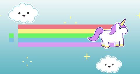 Cute Unicorn Leaving Behind Rainbow Across Sky - Download Free Stock Images Pikwizard.com