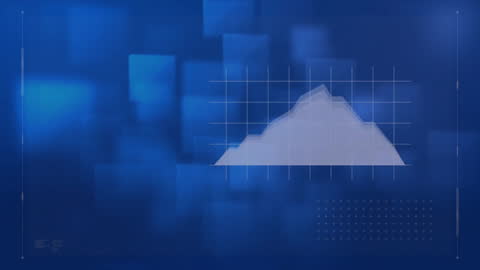 Digital Data Processing Animation on Blue Background