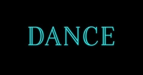 Dance neon lights sign against black background