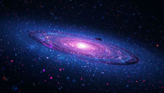 Spiral Galaxy with Glowing Core and Cosmic Stars