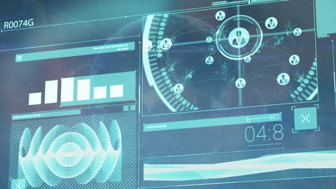 Futuristic Digital Interface with Data Analytics and Global Network