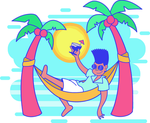 transparent relaxed cartoon character hammock cocktail tropics - Download Free Stock Videos Pikwizard.com