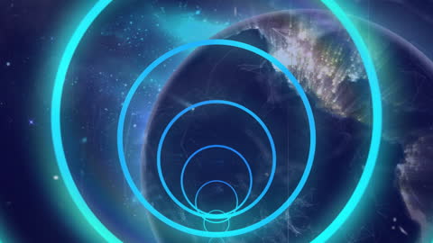 Digital Circles Revolving Over Globe Animation