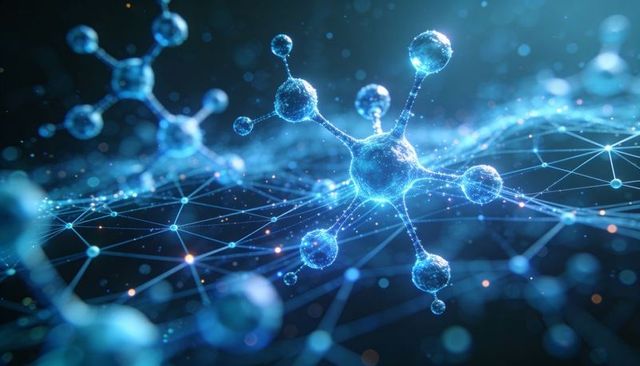 Glowing Neural Mesh with Pulsing Molecular Nodes and Futuristic Cyan AI Network Connectors