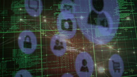 Futuristic Digital Screen with Cybersecurity Elements