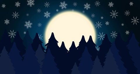 Orthodox Christmas Night with Moonlit Forest and Snowflakes - Download Free Stock Images Pikwizard.com