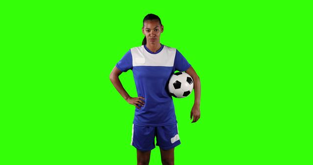 Female Soccer Player Holding Ball on Green Screen Background - Download Free Stock Images Pikwizard.com