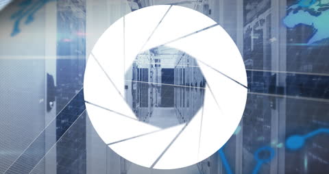 Data Processing Animation in High-Tech Server Room