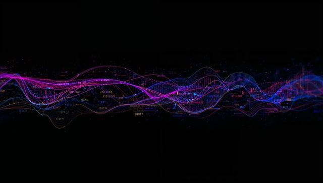 Futuristic Neon Waveforms on Dark Digital Canvas