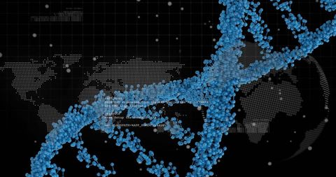 Digital DNA Helix with Global Technology Background