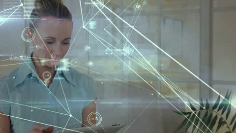 Digital Network Interface with Business Professional Using Tablet