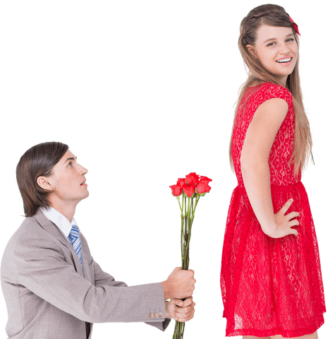 transparent proposal moment with flowers in romantic gesture - Download Free Stock Videos Pikwizard.com