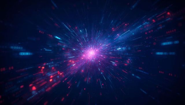 Futuristic Neon Magenta Core Radiating Digital Beams