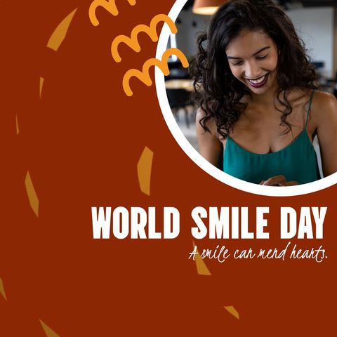 world smile day celebration with smiling woman - Download Free Stock Templates Pikwizard.com