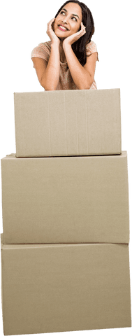 happy woman with boxes on transparent background celebrating moving - Download Free Stock Videos Pikwizard.com