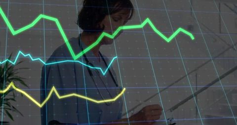 Healthcare Professional Analyzing Medical Data with Trends