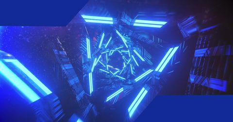 Abstract Futuristic Neon Tunnel with Blue Lighting