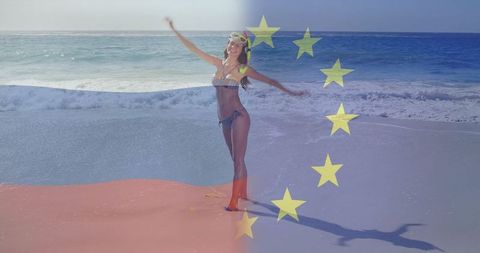 Beach adventure: woman enjoying ocean waves