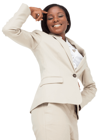 Happy African American Businesswoman Confident on Transparent Background